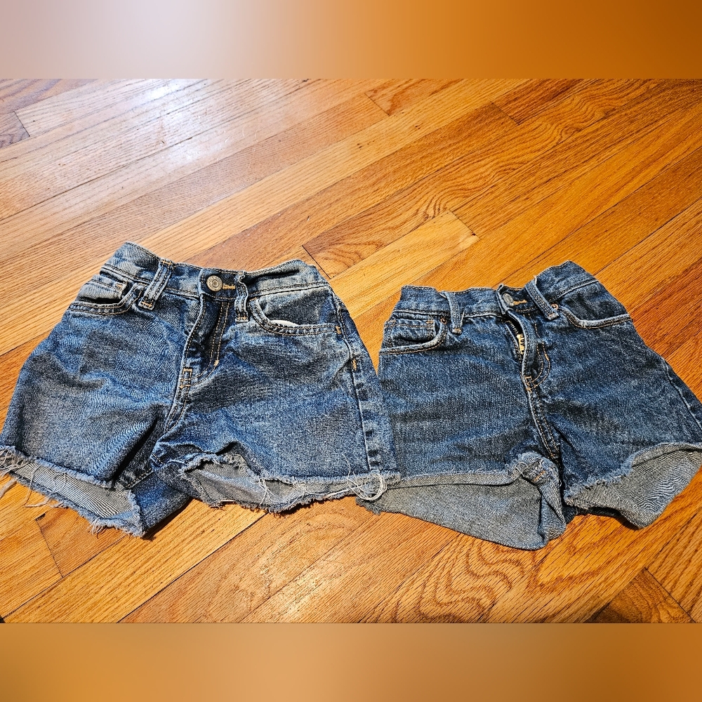 Girls Denim Shorts Size 5 6 Two Pairs